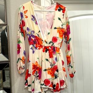 Floral long sleeve romper